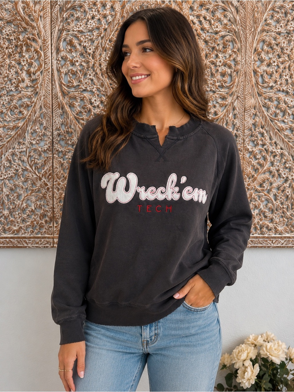 Camp David Wreck 'em Tech Dark Grey Crewneck Sweatshirt, Texas Tech University